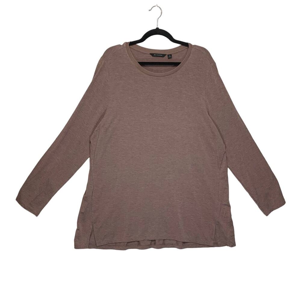 H by Halston Modal Blend Long Sleeve Tunic Womens Sz XL Brown Stretch Minimalist